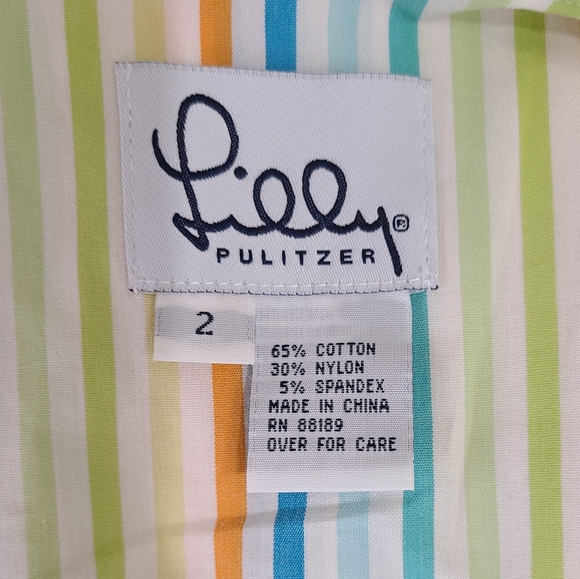 Lilly Pulitzer Vintage WHITE LABEL Multi Color Striped Sleeveless Wrap Top Sz 2 - Picture 7 of 11